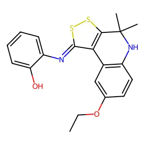 2-{[(1Z)-8-ethoxy-4,4-dimethyl-4,5-dihydro-1H-[1,2]dithiolo[3,4-c]quinolin-1-ylidene]amino}phenol structure