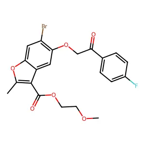 2-methoxyethyl 6-bromo-5-[2-(4-fluorophenyl)-2-oxoethoxy]-2-methyl-1-benzofuran-3-carboxylate structure