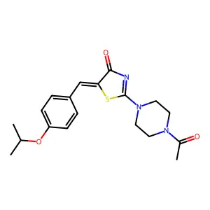 (E)-2-(4-acetylpiperazin-1-yl)-5-(4-isopropoxybenzylidene)thiazol-4(5H)-one structure