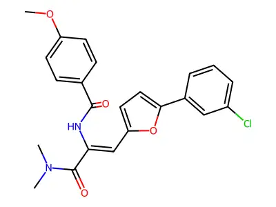 N-[(1Z)-1-[5-(3-chlorophenyl)furan-2-yl]-3-(dimethylamino)-3-oxoprop-1-en-2-yl]-4-methoxybenzamide structure