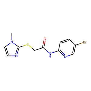 N-(5-bromopyridin-2-yl)-2-(1-methylimidazol-2-yl)sulfanylacetamide structure