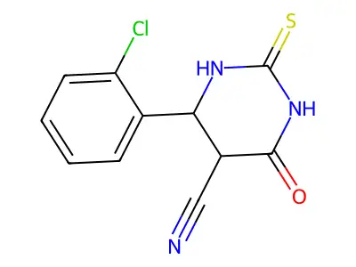 5-Pyrimidinecarbonitrile, 4-(2-chlorophenyl)hexahydro-6-oxo-2-thioxo- structure