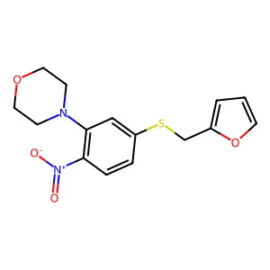 4-[5-(Furan-2-ylmethylsulfanyl)-2-nitrophenyl]morpholine structure