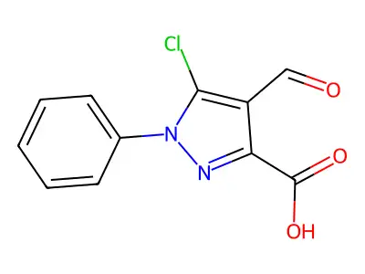 5-Chloro-4-formyl-1-phenyl-1H-pyrazole-3-carboxylic acid structure