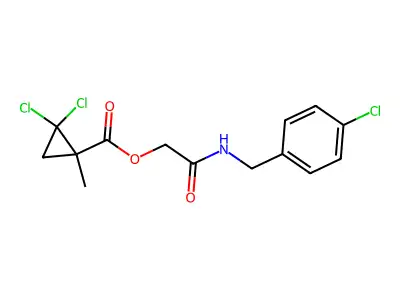 [2-[(4-chlorophenyl)methylamino]-2-oxoethyl] 2,2-dichloro-1-methylcyclopropane-1-carboxylate structure