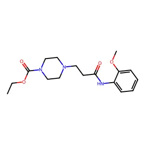 Ethyl 4-[3-(2-methoxyanilino)-3-oxopropyl]piperazine-1-carboxylate structure