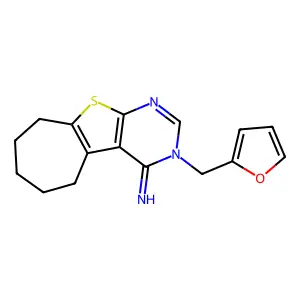 3-(2-furylmethyl)-3,5,6,7,8,9-hexahydro-4H-cyclohepta[4,5]thieno[2,3-d]pyrimidin-4-imine structure
