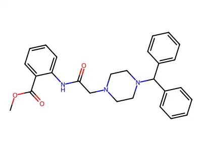 Methyl 2-(2-(4-benzhydrylpiperazin-1-yl)acetamido)benzoate structure