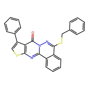 5-(benzylsulfanyl)-9-phenyl-8H-thieno[2',3':4,5]pyrimido[2,1-a]phthalazin-8-one structure
