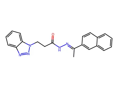 3-(benzotriazol-1-yl)-N-[(Z)-1-naphthalen-2-ylethylideneamino]propanamide structure