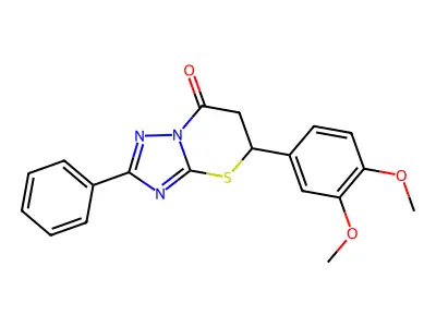 5-(3,4-dimethoxyphenyl)-2-phenyl-5H-[1,2,4]triazolo[5,1-b][1,3]thiazin-7(6H)-one structure