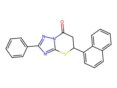 5-(1-naphthyl)-2-phenyl-5,6-dihydro-7H-[1,2,4]triazolo[5,1-b][1,3]thiazin-7-one structure