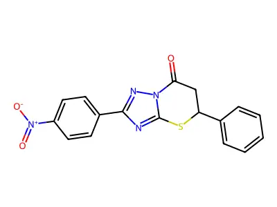 2-(4-Nitrophenyl)-5-phenyl-5,6-dihydro-[1,2,4]triazolo[5,1-b][1,3]thiazin-7-one structure