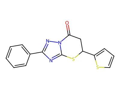 2-Phenyl-5-thiophen-2-yl-5,6-dihydro-[1,2,4]triazolo[5,1-b][1,3]thiazin-7-one structure