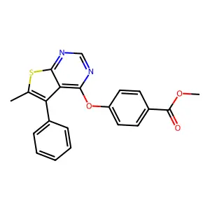 Methyl 4-({6-methyl-5-phenylthieno[2,3-d]pyrimidin-4-yl}oxy)benzoate structure