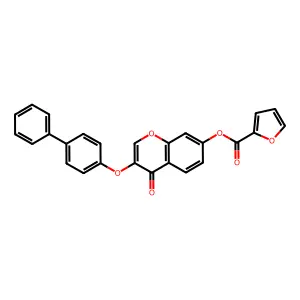 4-Oxo-3-(4-phenylphenoxy)chromen-7-yl furan-2-carboxylate structure