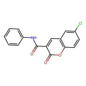 6-chloro-2-oxo-N-phenyl-2H-chromene-3-carboxamide structure