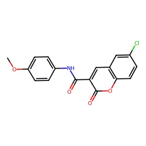 6-chloro-N-(4-methoxyphenyl)-2-oxochromene-3-carboxamide structure