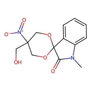 5-(hydroxymethyl)-1'-methyl-5-nitrospiro[1,3-dioxane-2,3'-indol]-2'(1'H)-one structure