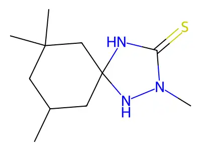 2,7,7,9-Tetramethyl-1,2,4-triazaspiro(4.5)decane-3-thione structure