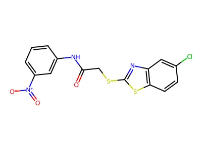 2-[(5-chloro-1,3-benzothiazol-2-yl)sulfanyl]-N-(3-nitrophenyl)acetamide structure