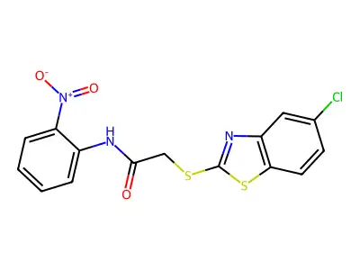 2-[(5-chloro-1,3-benzothiazol-2-yl)sulfanyl]-N-(2-nitrophenyl)acetamide structure