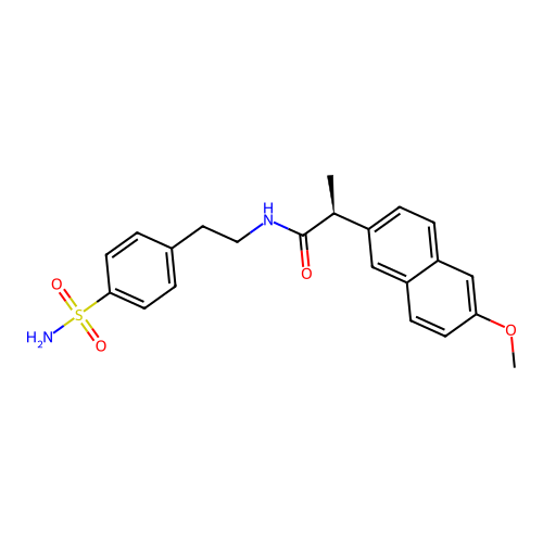 (2S)-2-(6-methoxynaphthalen-2-yl)-N-[2-(4-sulfamoylphenyl)ethyl]propanamide structure