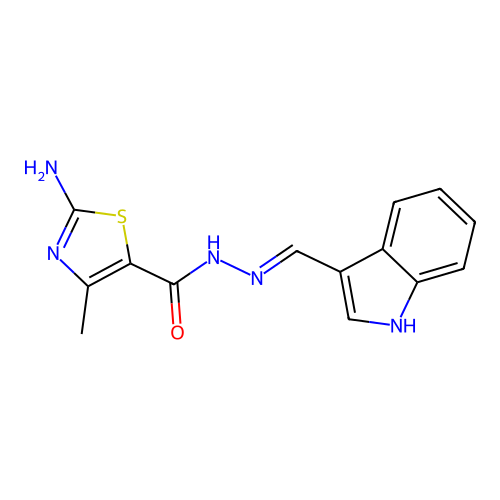2-amino-N-(1H-indol-3-ylmethylideneamino)-4-methyl-1,3-thiazole-5-carboxamide structure