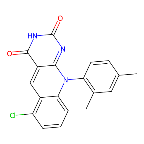6-chloro-10-(2,4-dimethylphenyl)pyrimido[4,5-b]quinoline-2,4(3H,10H)-dione structure