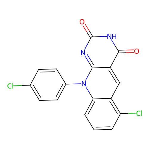 6-chloro-10-(4-chlorophenyl)pyrimido[4,5-b]quinoline-2,4(3H,10H)-dione structure