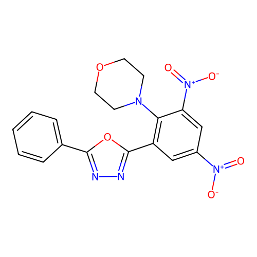 4-[2,4-Dinitro-6-(5-phenyl-1,3,4-oxadiazol-2-yl)phenyl]morpholine structure