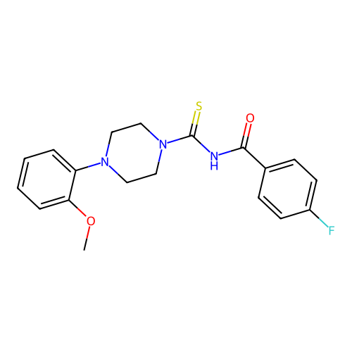 4-fluoro-N-{[4-(2-methoxyphenyl)piperazin-1-yl]carbonothioyl}benzamide structure