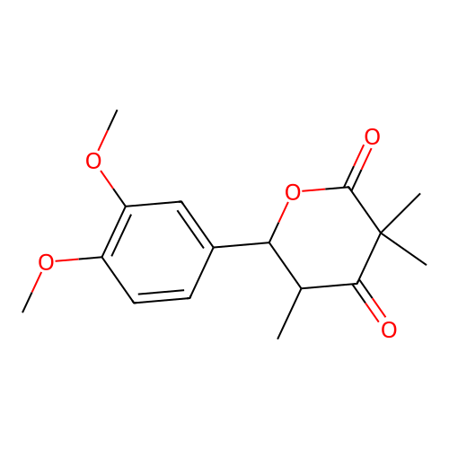 6-(3,4-dimethoxyphenyl)-3,3,5-trimethyldihydro-2H-pyran-2,4(3H)-dione structure