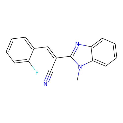 (E)-3-(2-fluorophenyl)-2-(1-methyl-1H-benzo[d]imidazol-2-yl)acrylonitrile structure
