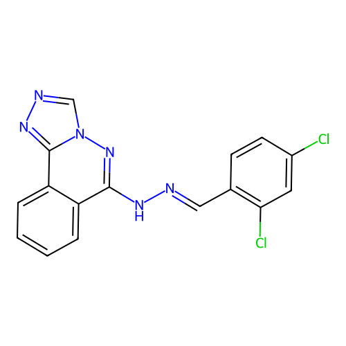 (E)-6-(2-(2,4-dichlorobenzylidene)hydrazinyl)-[1,2,4]triazolo[3,4-a]phthalazine structure