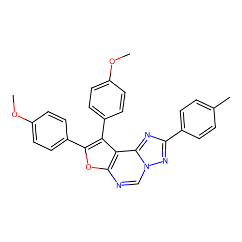 8,9-bis(4-methoxyphenyl)-2-(4-methylphenyl)furo[3,2-e][1,2,4]triazolo[1,5-c]pyrimidine structure