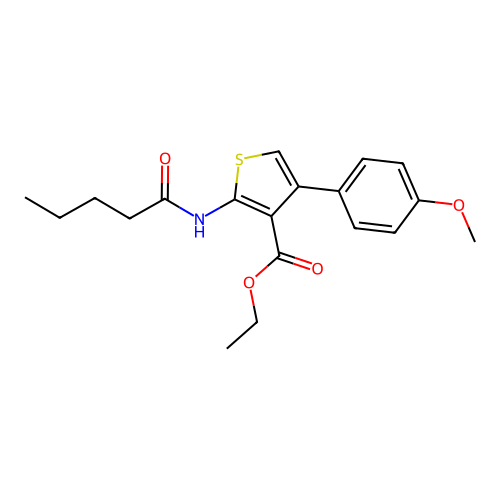 Ethyl 4-(4-methoxyphenyl)-2-(pentanoylamino)thiophene-3-carboxylate structure