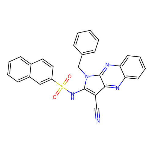 N-(1-benzyl-3-cyano-1H-pyrrolo[2,3-b]quinoxalin-2-yl)naphthalene-2-sulfonamide structure