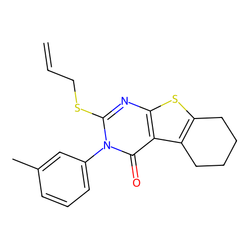 2-(allylthio)-3-(m-tolyl)-5,6,7,8-tetrahydrobenzo[4,5]thieno[2,3-d]pyrimidin-4(3H)-one structure