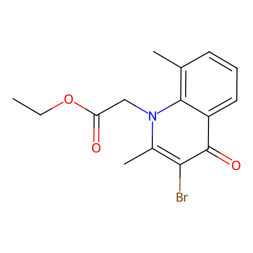 ethyl 2-(3-bromo-2,8-dimethyl-4-oxoquinolin-1(4H)-yl)acetate structure