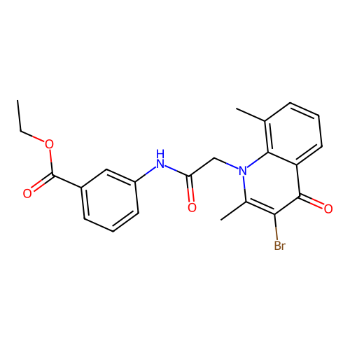 ethyl 3-{[(3-bromo-2,8-dimethyl-4-oxoquinolin-1(4H)-yl)acetyl]amino}benzoate structure