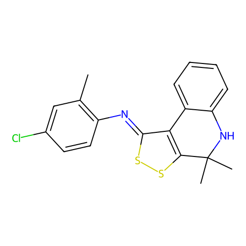 (Z)-4-chloro-N-(4,4-dimethyl-4,5-dihydro-1H-[1,2]dithiolo[3,4-c]quinolin-1-ylidene)-2-methylaniline structure