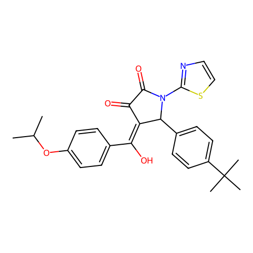 (4E)-5-(4-tert-butylphenyl)-4-[hydroxy-(4-propan-2-yloxyphenyl)methylidene]-1-(1,3-thiazol-2-yl)pyrrolidine-2,3-dione structure