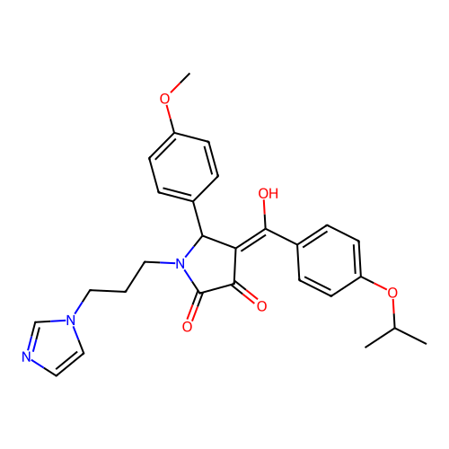 (4E)-4-[hydroxy-(4-propan-2-yloxyphenyl)methylidene]-1-(3-imidazol-1-ylpropyl)-5-(4-methoxyphenyl)pyrrolidine-2,3-dione structure