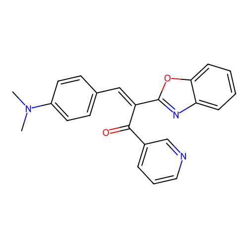 (2Z)-2-benzoxazol-2-yl-3-[4-(dimethylamino)phenyl]-1-(3-pyridyl)prop-2-en-1-on e structure