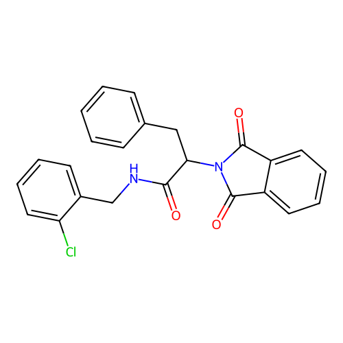 N-(2-chlorobenzyl)-2-(1,3-dioxo-1,3-dihydro-2H-isoindol-2-yl)-3-phenylpropanamide structure