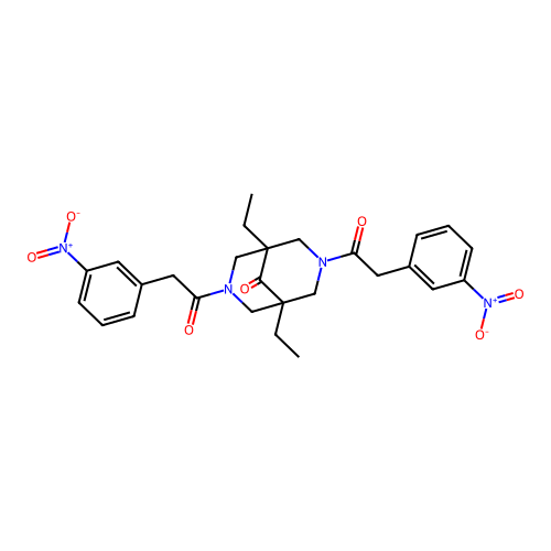 1,5-Diethyl-3,7-bis[(3-nitrophenyl)acetyl]-3,7-diazabicyclo[3.3.1]nonan-9-one structure