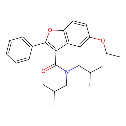 5-ethoxy-N,N-bis(2-methylpropyl)-2-phenyl-1-benzofuran-3-carboxamide structure