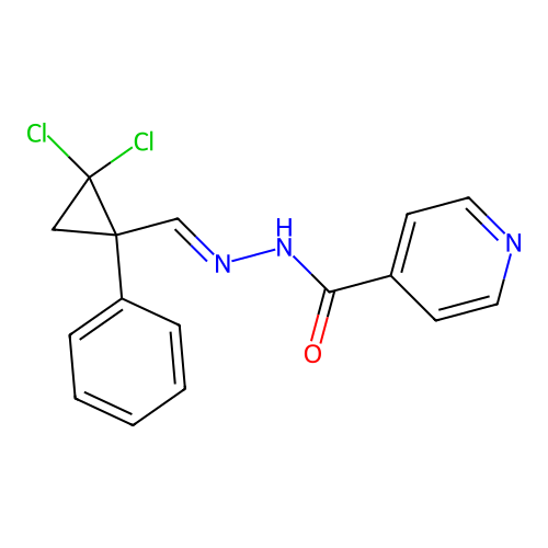 N'-[(E)-(2,2-dichloro-1-phenylcyclopropyl)methylidene]pyridine-4-carbohydrazide structure