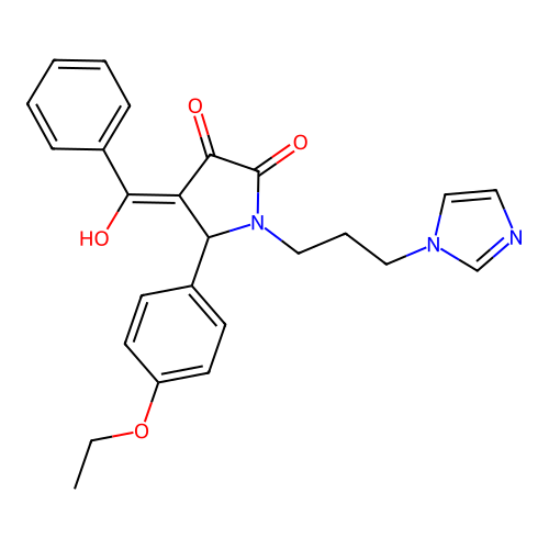 5-(4-ethoxyphenyl)-3-hydroxy-1-(3-imidazolylpropyl)-4-(phenylcarbonyl)-3-pyrro lin-2-one structure